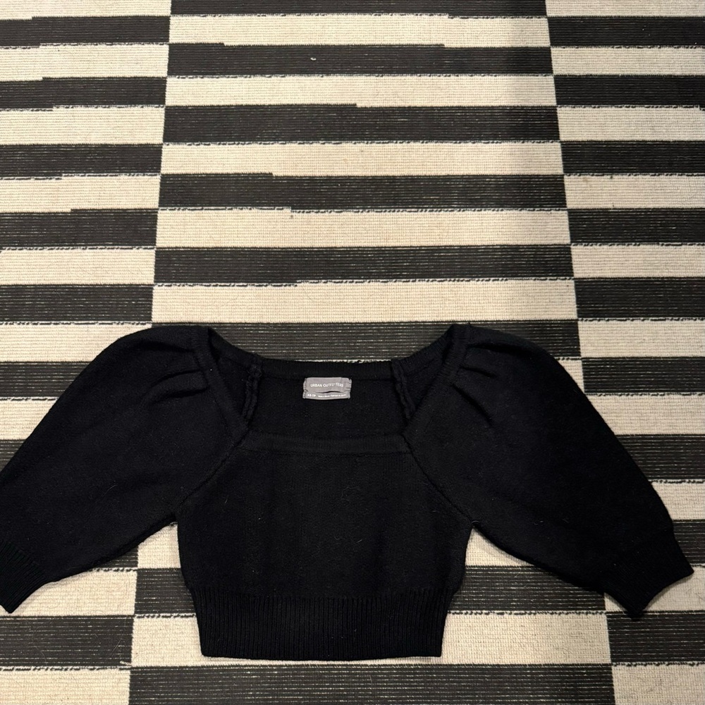 Urban Outfitters Black Scoop Neck Cropped Sweater